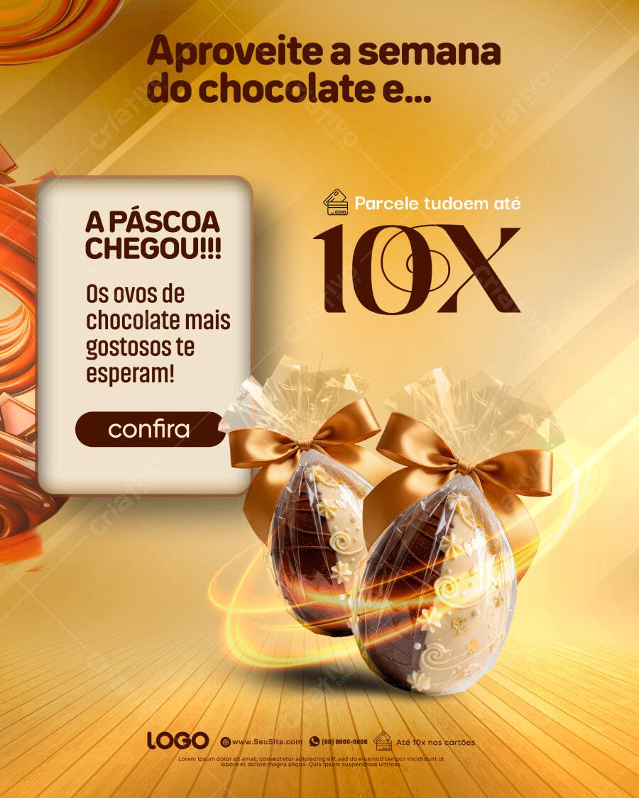 Post Instagram Páscoa Chocolateria PSD Editável