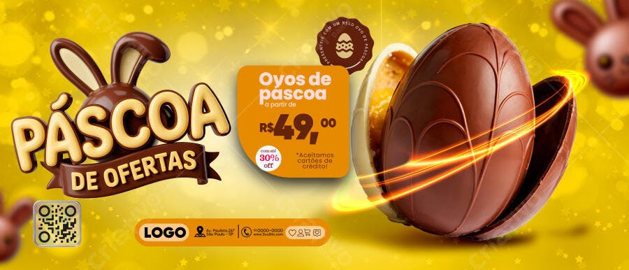 Banner Páscoa de Ofertas Chocolateria PSD Editável