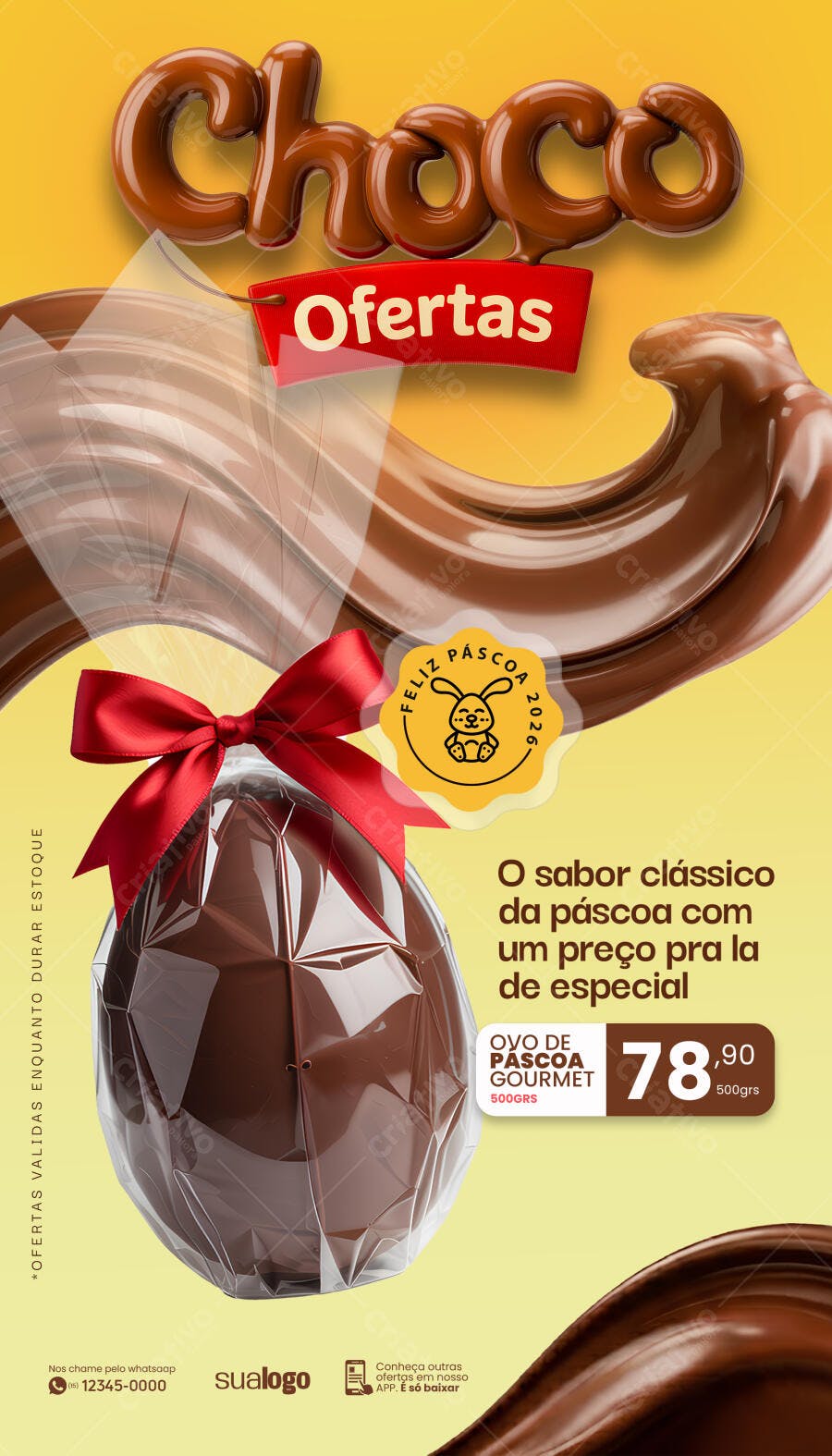 Post Instagram Páscoa Ofertas Chocolateria PSD Editável