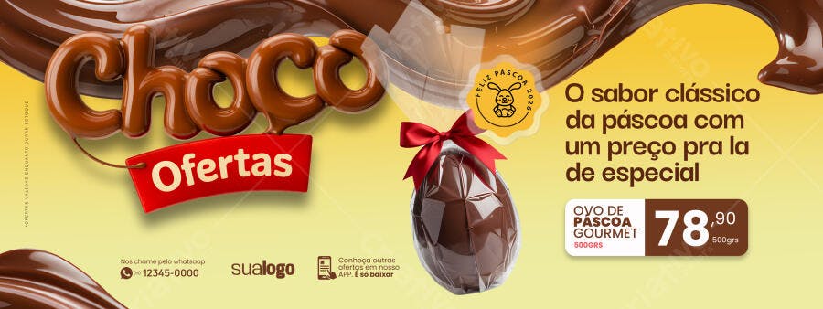 Banner Páscoa Confeitaria Ofertas Ovos Chocolate PSD Editável