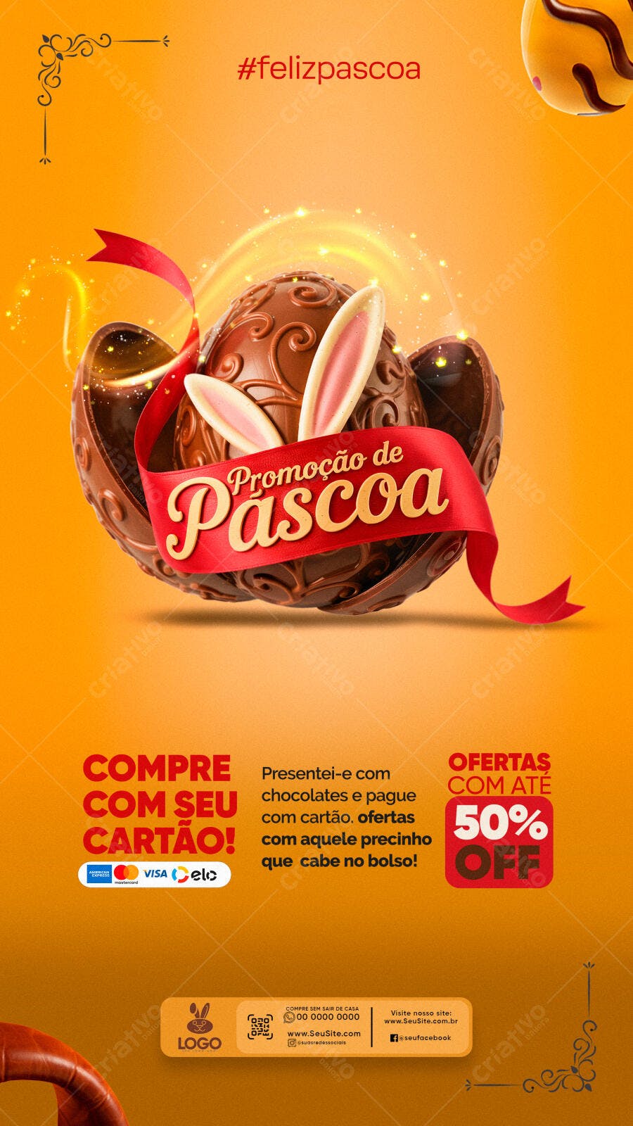 Story Instagram Páscoa Chocolateria Promoção PSD Editável