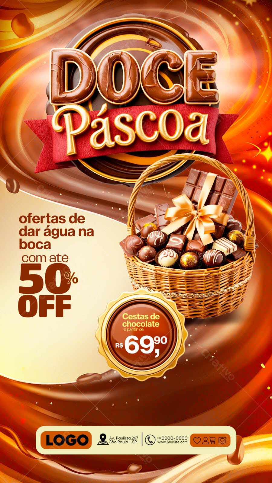 Story Páscoa Confeitaria Chocolateria PSD Editável