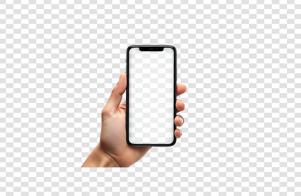 Foto Mão Segurando Smartphone Tela Branca Transparente