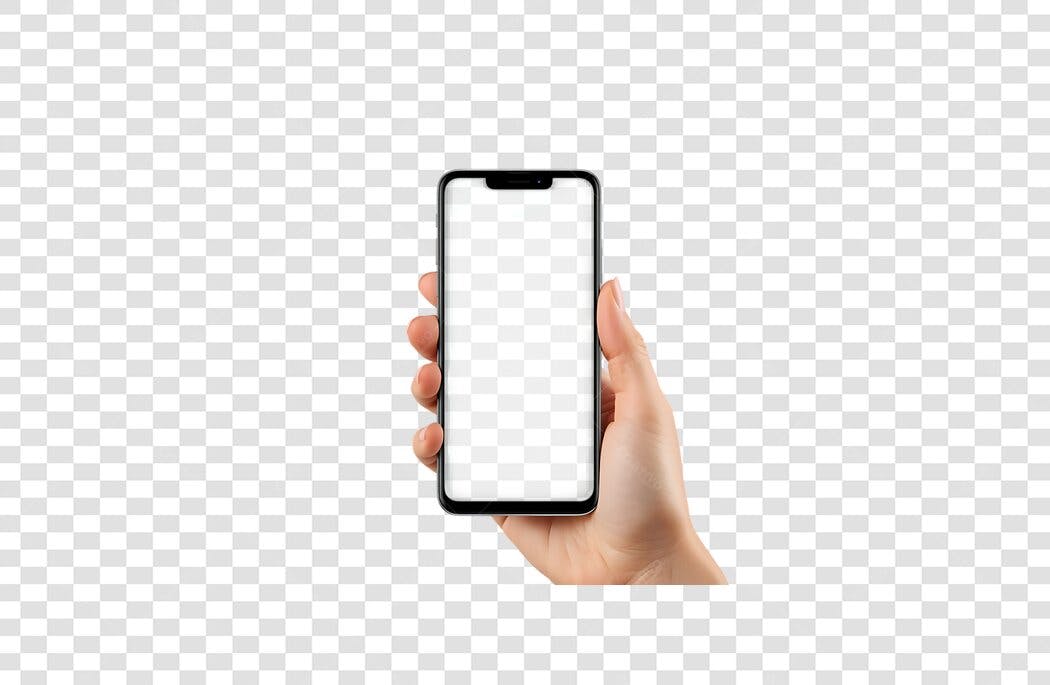 Foto Mão Segurando Smartphone Tela Branca Transparente