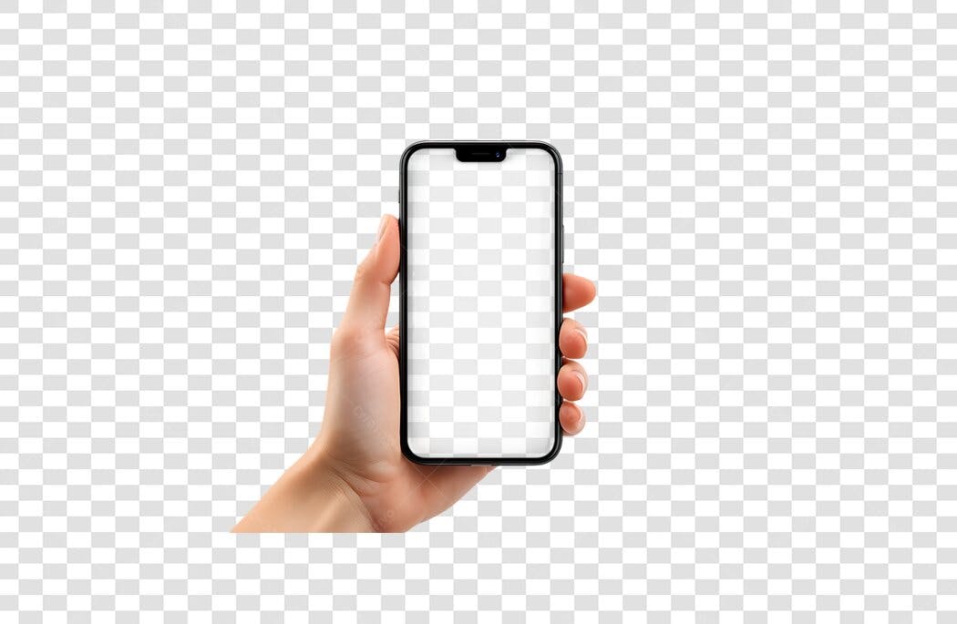 Foto Mão Segurando Smartphone Tela Branca Transparente