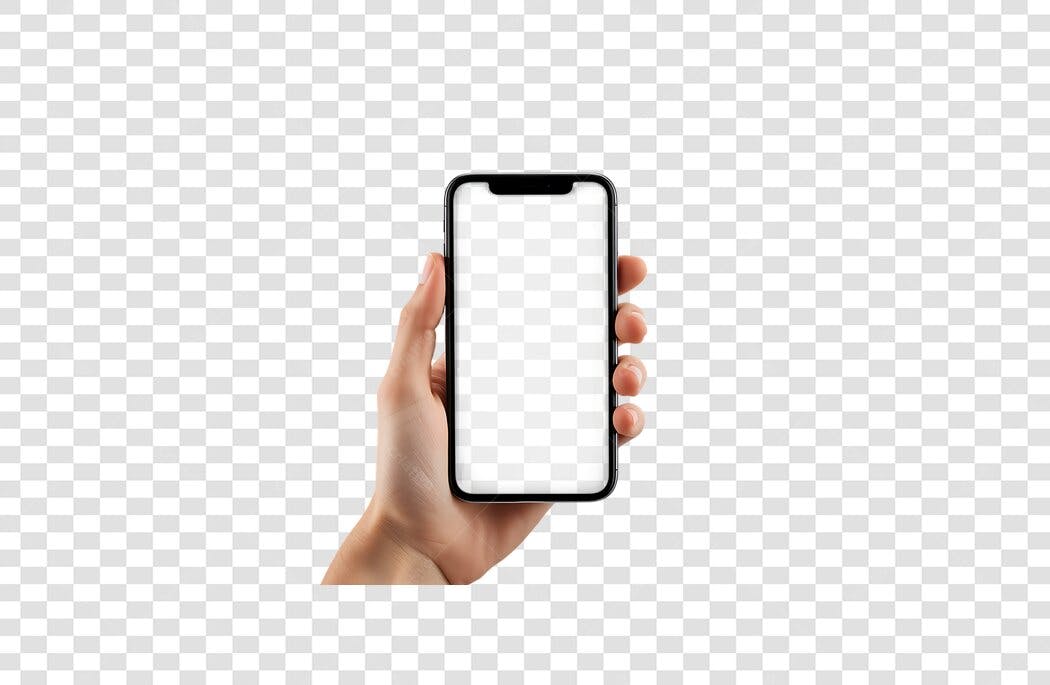 Foto Mão Segurando Smartphone Tela Branca Transparente