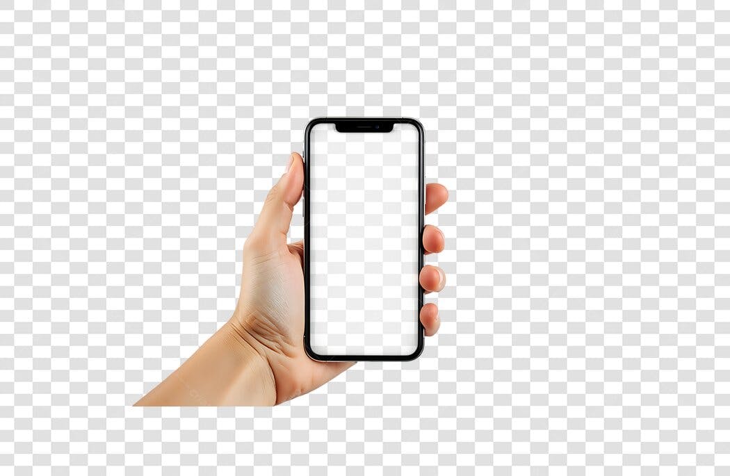 Foto Mão Segurando Smartphone Tela Branca Mockup