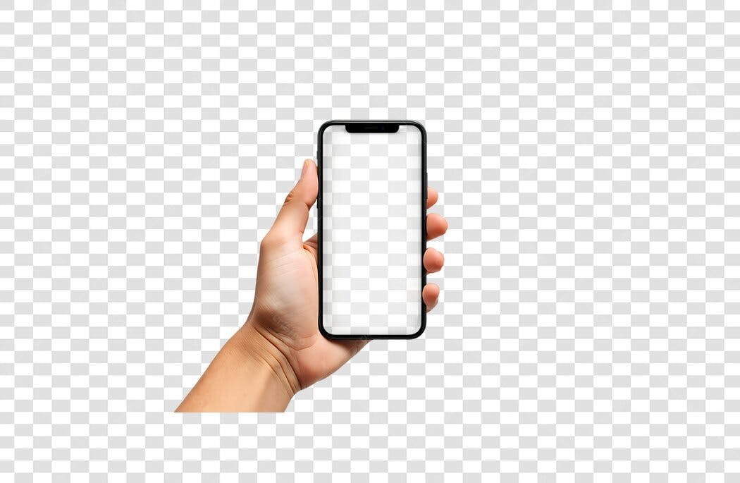 Foto Mão Segurando Smartphone Tela Branca Transparente Mockup