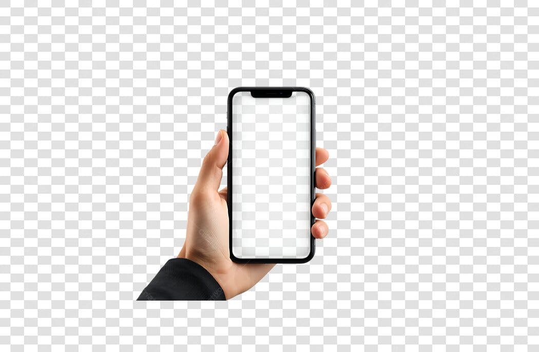 Foto Mão Segurando Smartphone Tela Branca Transparente