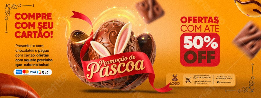 Banner Páscoa Promoção Chocolateria PSD Editável