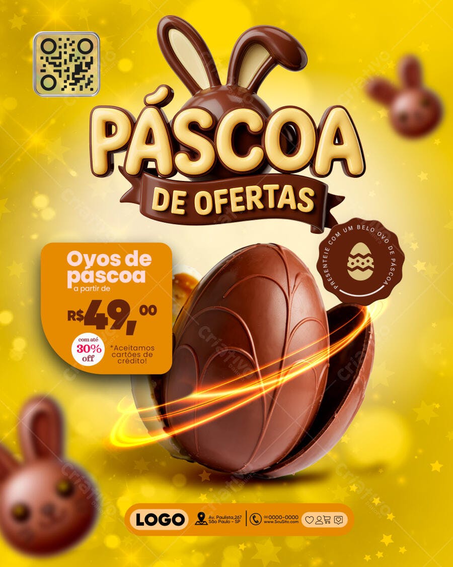 Flyer Páscoa de Ofertas Chocolateria PSD Editável