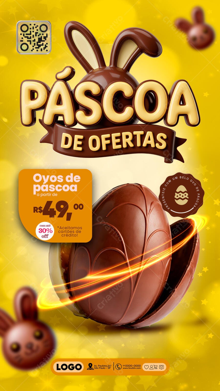 Post Instagram Páscoa Ofertas Doceria PSD Editável