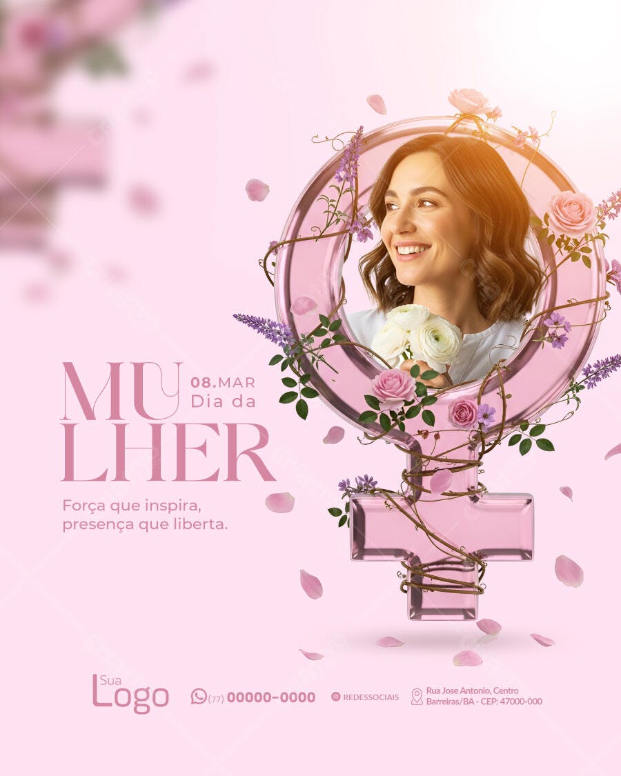 Post Instagram Dia da Mulher 8 de Março PSD Editável