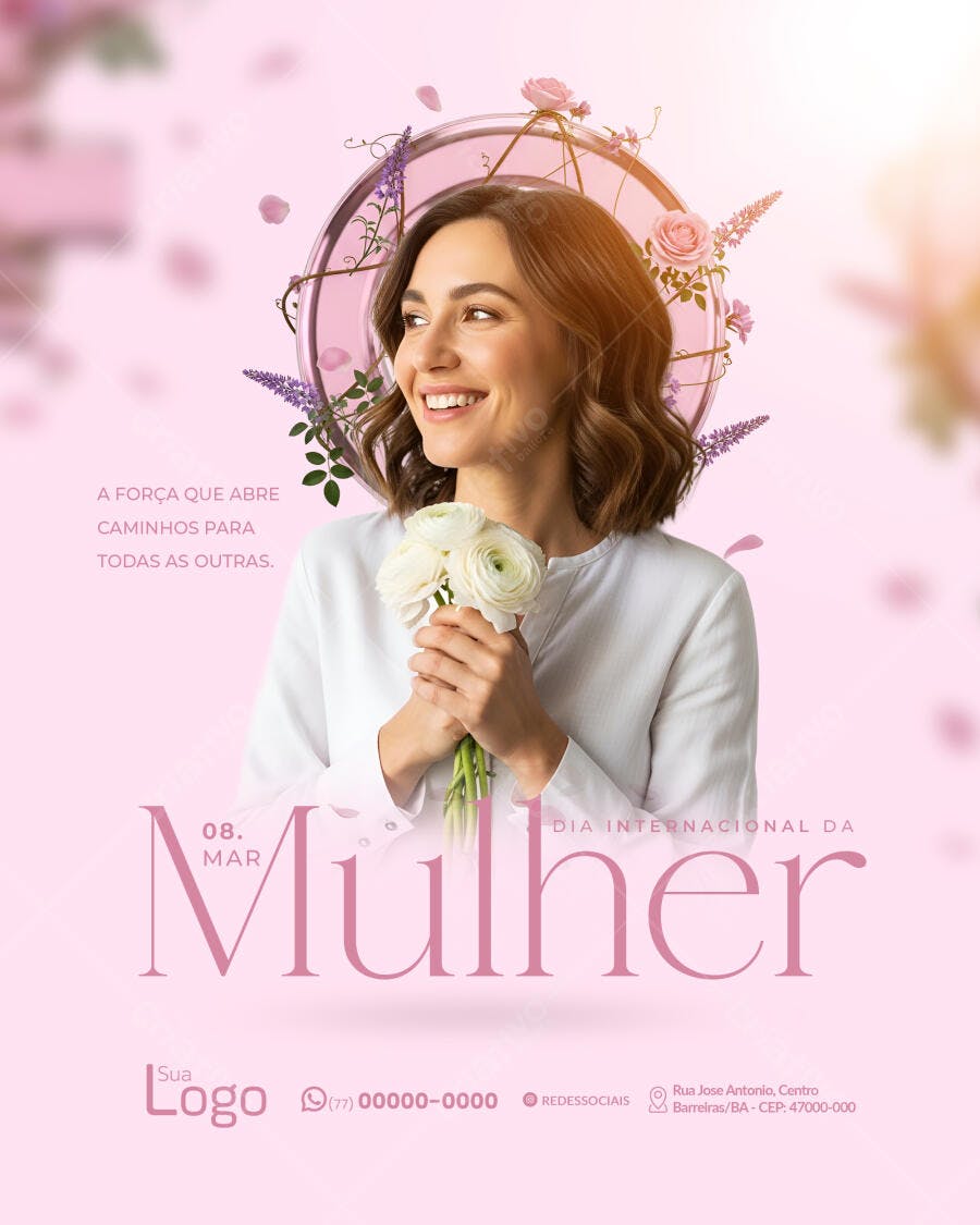 Flyer Dia Internacional da Mulher 8 de Março PSD Editável