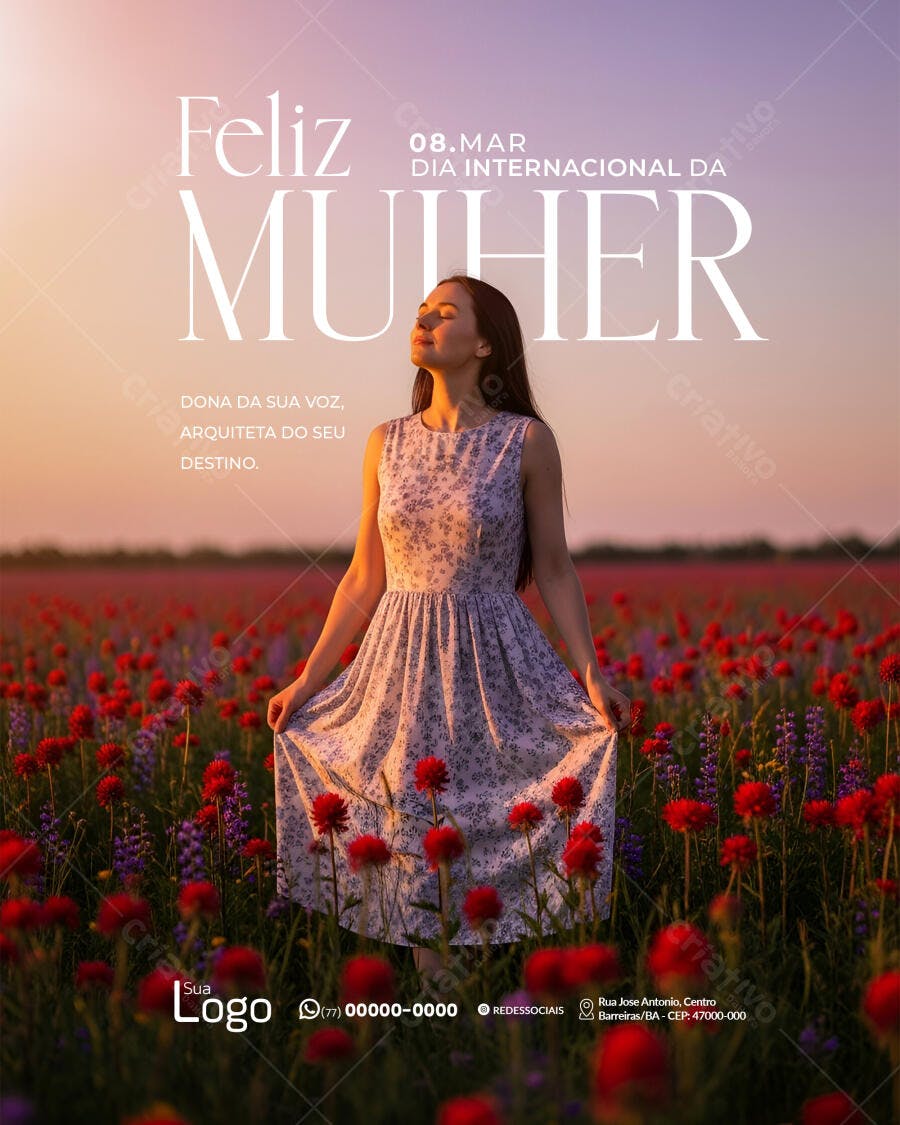 Post Instagram Dia Internacional da Mulher 8 de Março PSD Editável