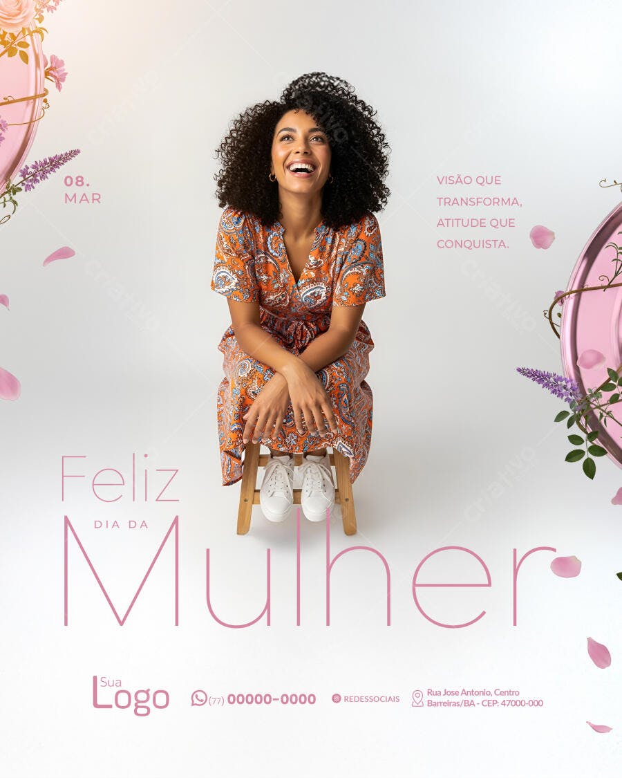 Post Instagram Dia da Mulher 8 de Março PSD Editável