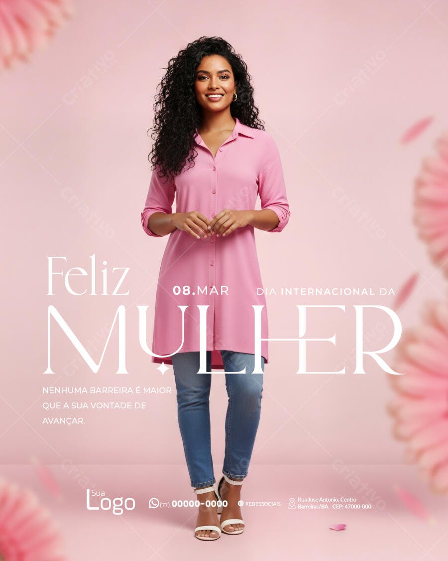Post Instagram Dia Internacional da Mulher 8 de Março PSD Editável