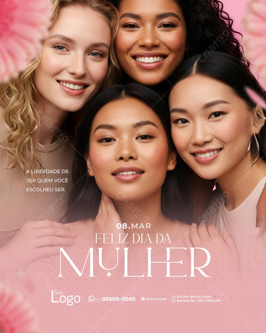 Post Instagram Dia da Mulher 8 de Março PSD Editável