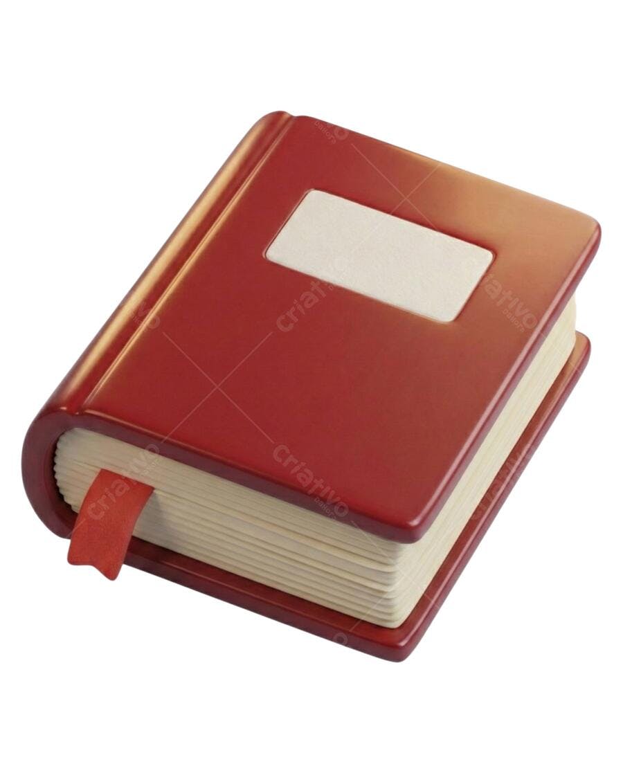 Elemento 3D Livro Vermelho Marcador Páginas PNG Fundo Transparente