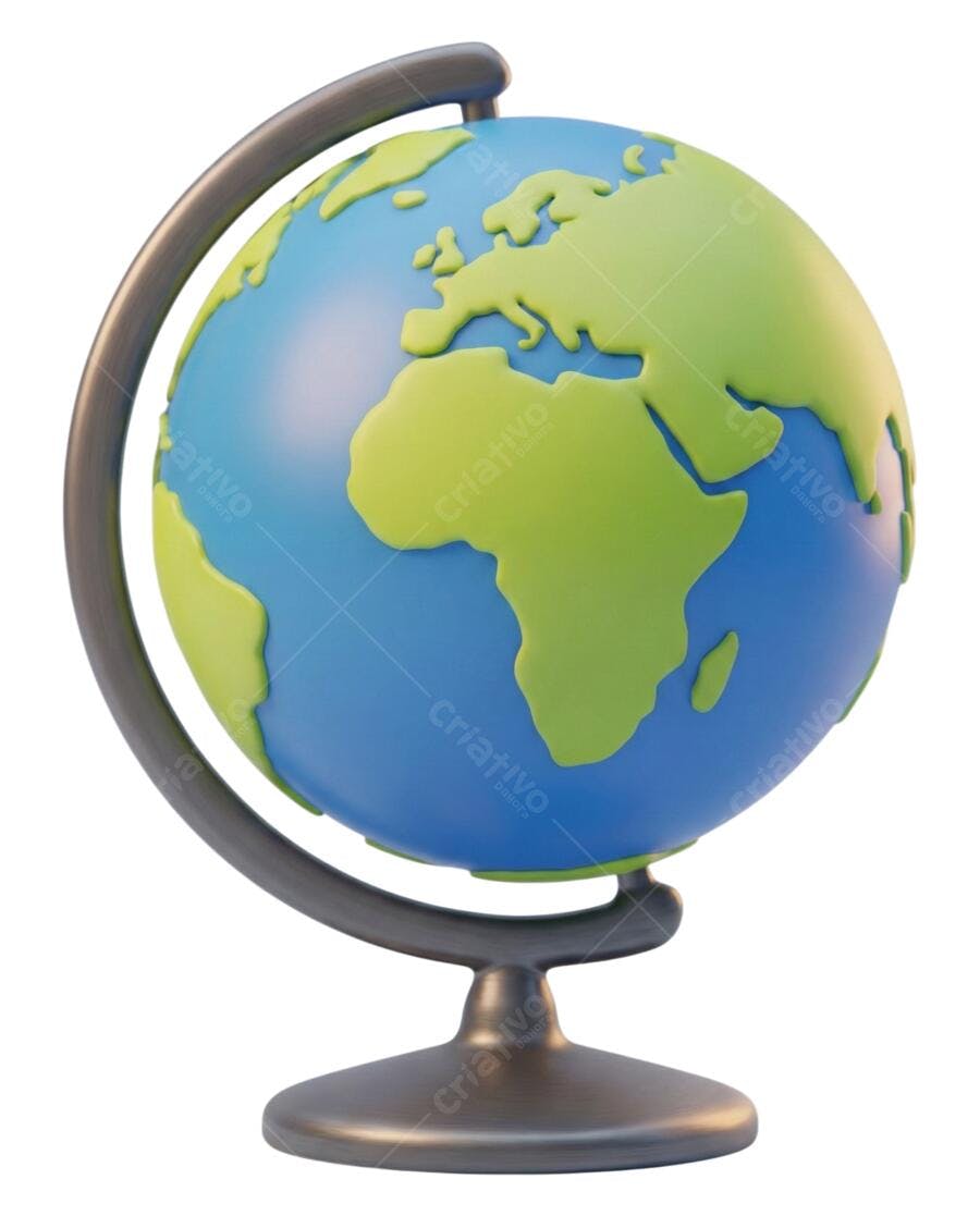 Elemento 3D Globo Terrestre Azul Verde PNG Fundo Transparente