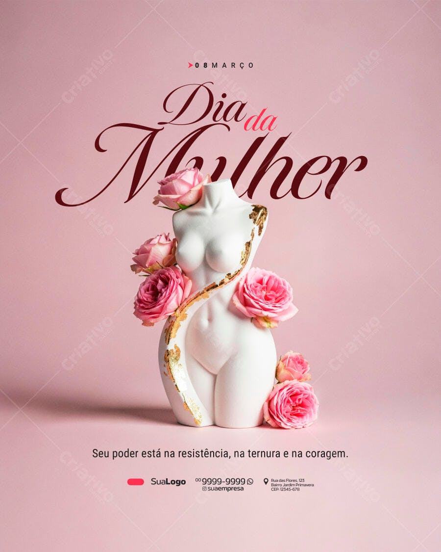 Post Instagram Dia Internacional da Mulher 8 de Março PSD Editável