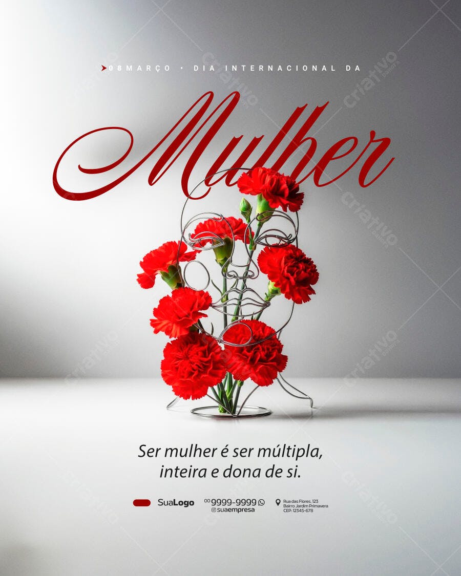 Post Instagram Dia da Mulher 8 de Março PSD Editável