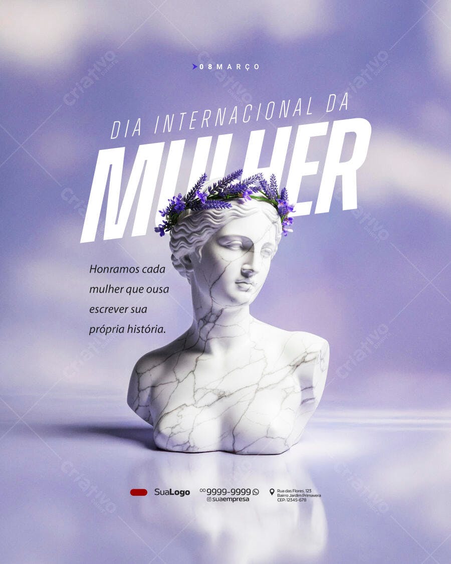 Post Instagram Dia Internacional da Mulher 8 de Março PSD Editável