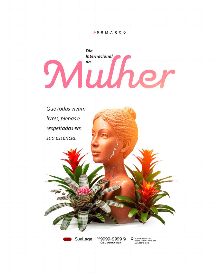 Post Instagram Dia Internacional da Mulher 8 de Março PSD Editável