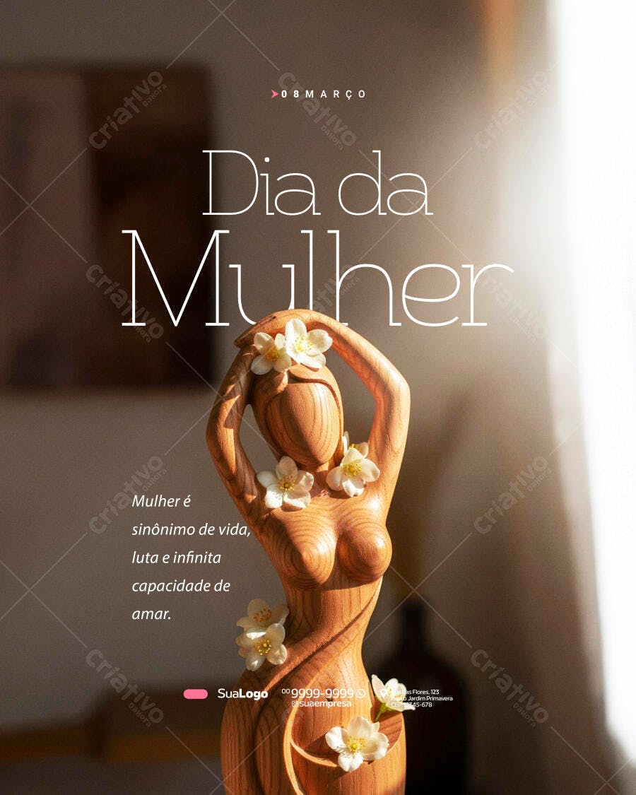 Post Dia Internacional da Mulher 8 de Março PSD Editável
