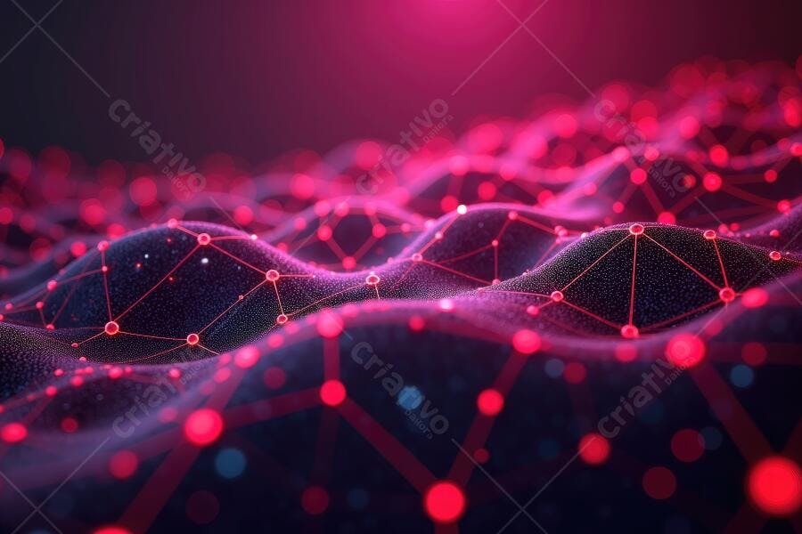 Foto Abstrata Rede Conectada Pontos Luz Neon Rosa Tecnologia
