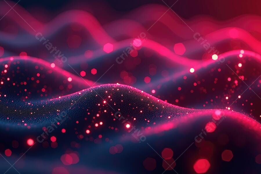 Fundo Abstrato Ondas Digitais Partículas Rosa e Azul Neon