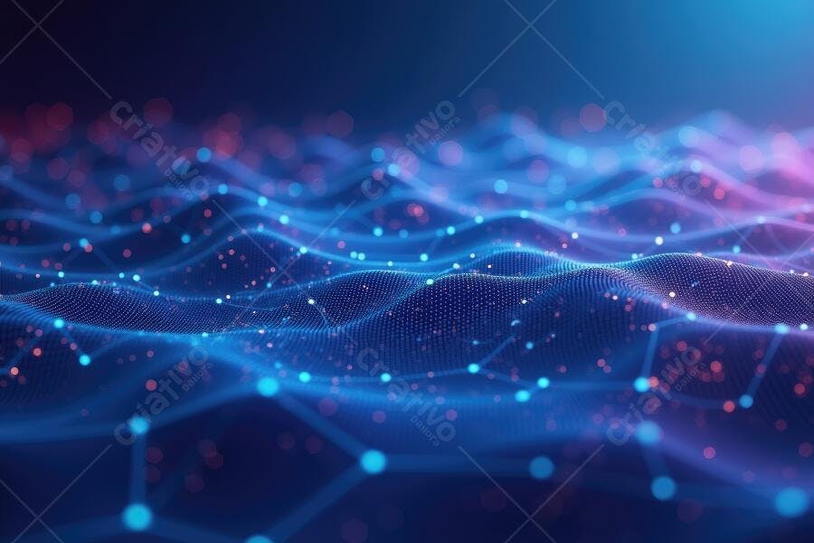 Foto Abstrata Onda Digital Azul Rosa Conexão Tecnologia