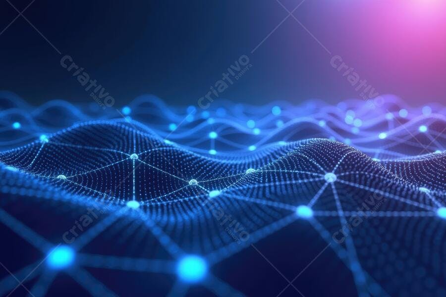 Foto Abstrata Rede Neural Pontos Conectados Tecnologia Digital