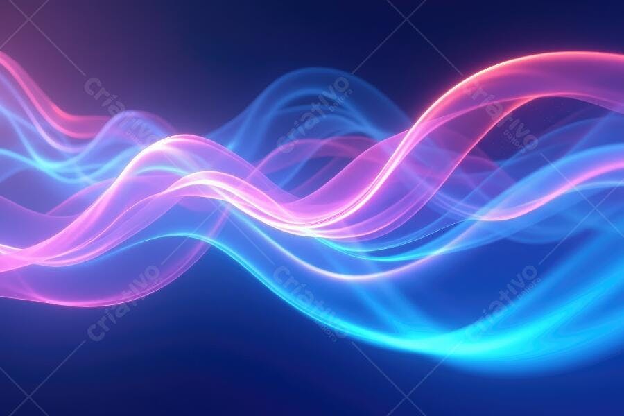 Ondas Abstratas Neon Azul Rosa Roxo Fundo Escuro