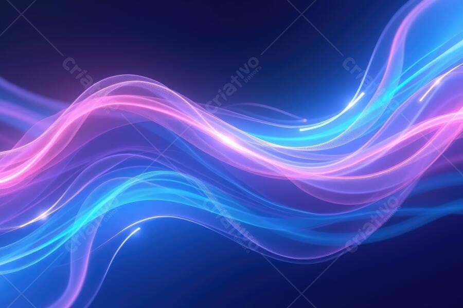Fundo Abstrato Ondas de Luz Neon Azul e Rosa