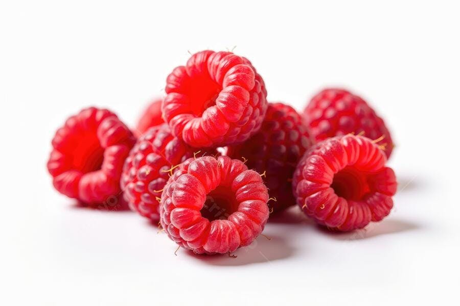 Foto Framboesas Frescas Frutas Vermelhas Fundo Branco