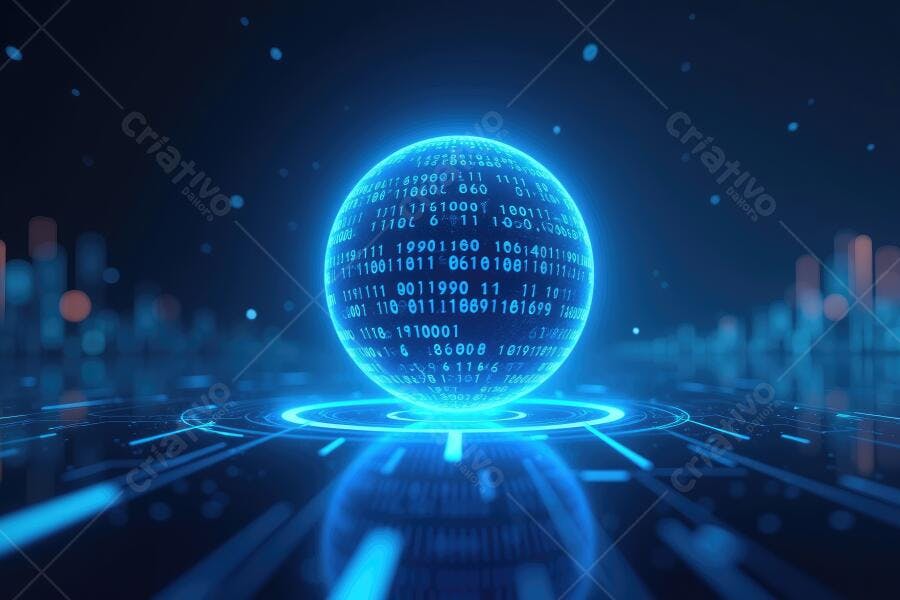 Foto Esfera Digital Binária Holográfica Tecnologia Cibersegurança