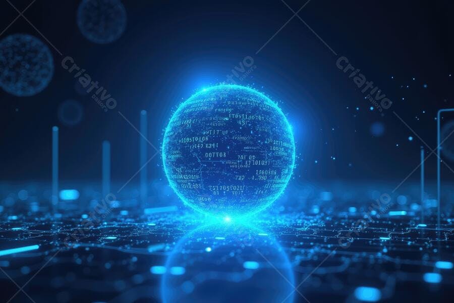Foto Tecnologia Esfera Digital Brilhante Rede de Dados