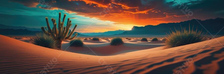 Foto Deserto Cacto Pôr do Sol Cores Vibrantes Paisagem