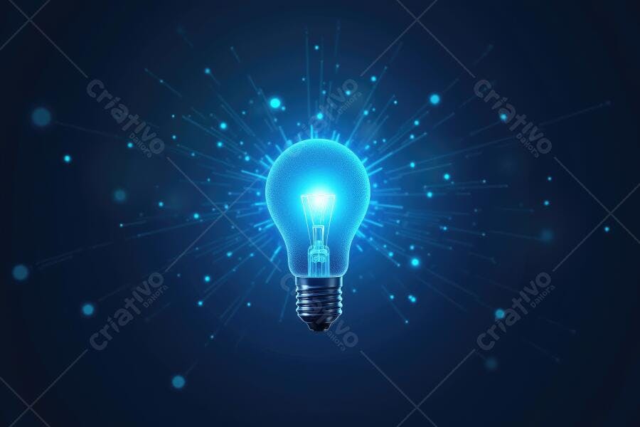 Lâmpada Acesa Brilhante Ideia Inovação Tecnologia Digital