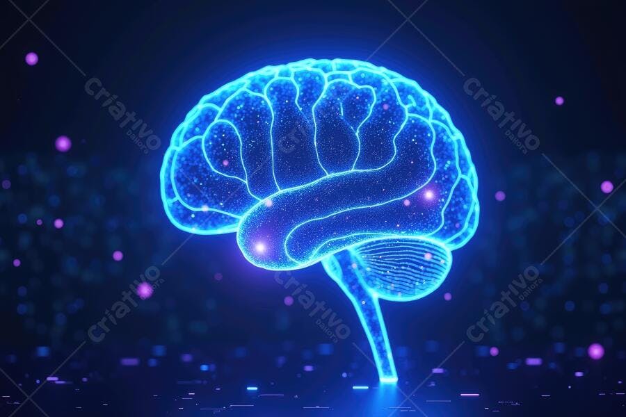 Cérebro Humano Digital Brilhante Tecnologia Inteligência Artificial
