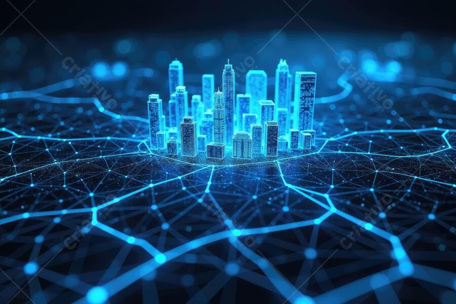 Foto Cidade Digital Conectada Rede Tecnologia Inteligência Artificial