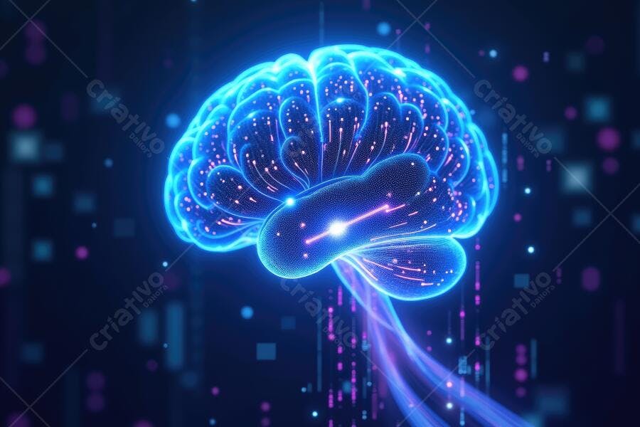 Cérebro Humano Digital Brilhante Inteligência Artificial