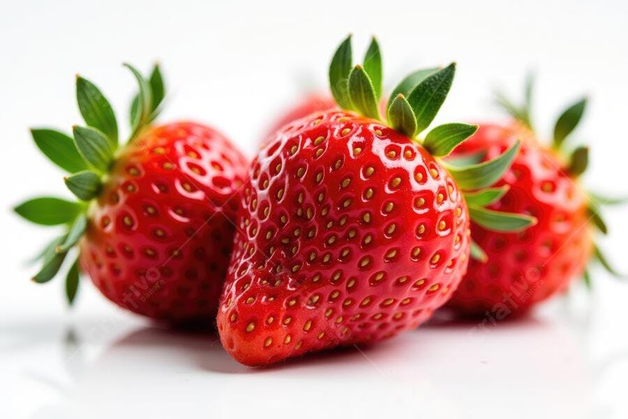 Foto Morangos Frescos Fruta Vermelha Fundo Branco Estúdio