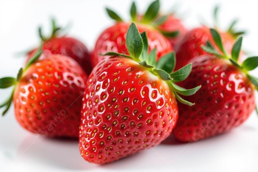 Foto Morangos Frescos Vermelhos Frutas Saudáveis Fundo Branco