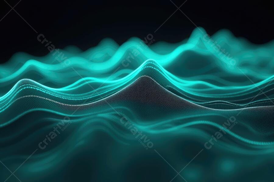 Foto Abstrata Onda Sonora Digital Fundo Escuro Azul Turquesa