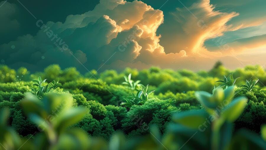 Foto Paisagem Verde Natureza Pôr do Sol Céu Nublado