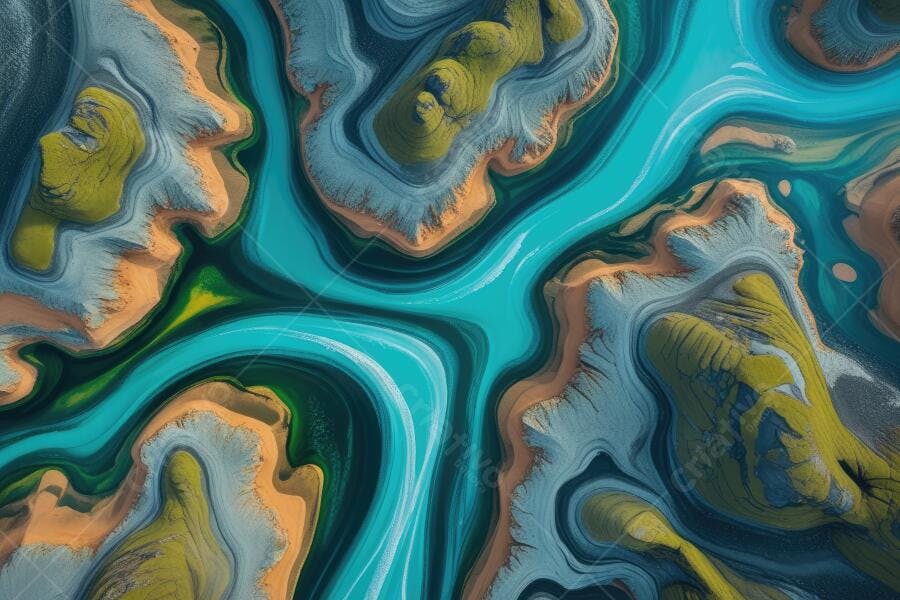 Foto Aérea Abstrata Rio Turquesa Montanhas Textura Líquida
