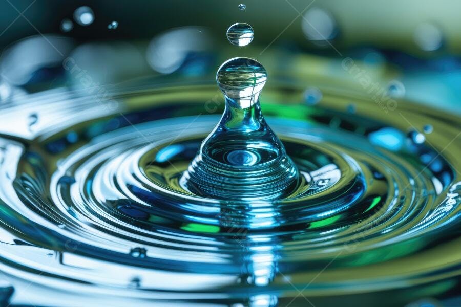 Foto Gota de Água Caindo Impacto Ondas Superfície Azul