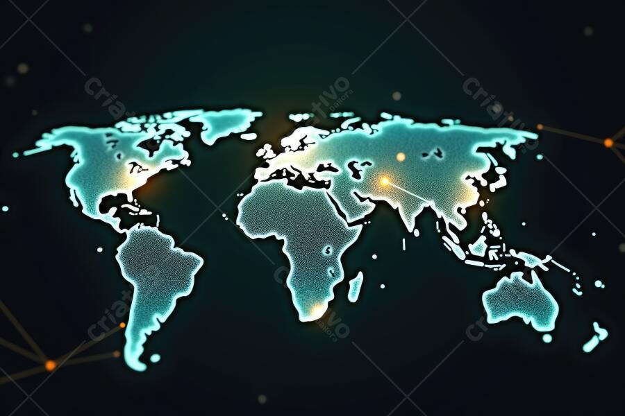 Mapa Mundi Digital Conectado Rede Global Tecnologia